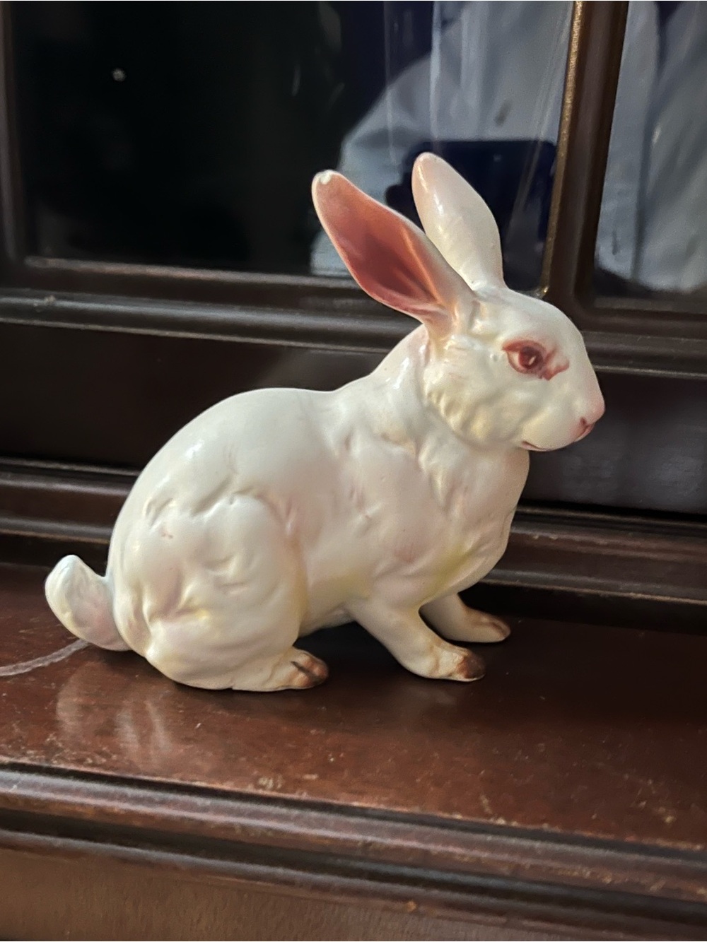 White Ceramic Rabbit Figurine - Decorative Small Pet Statue